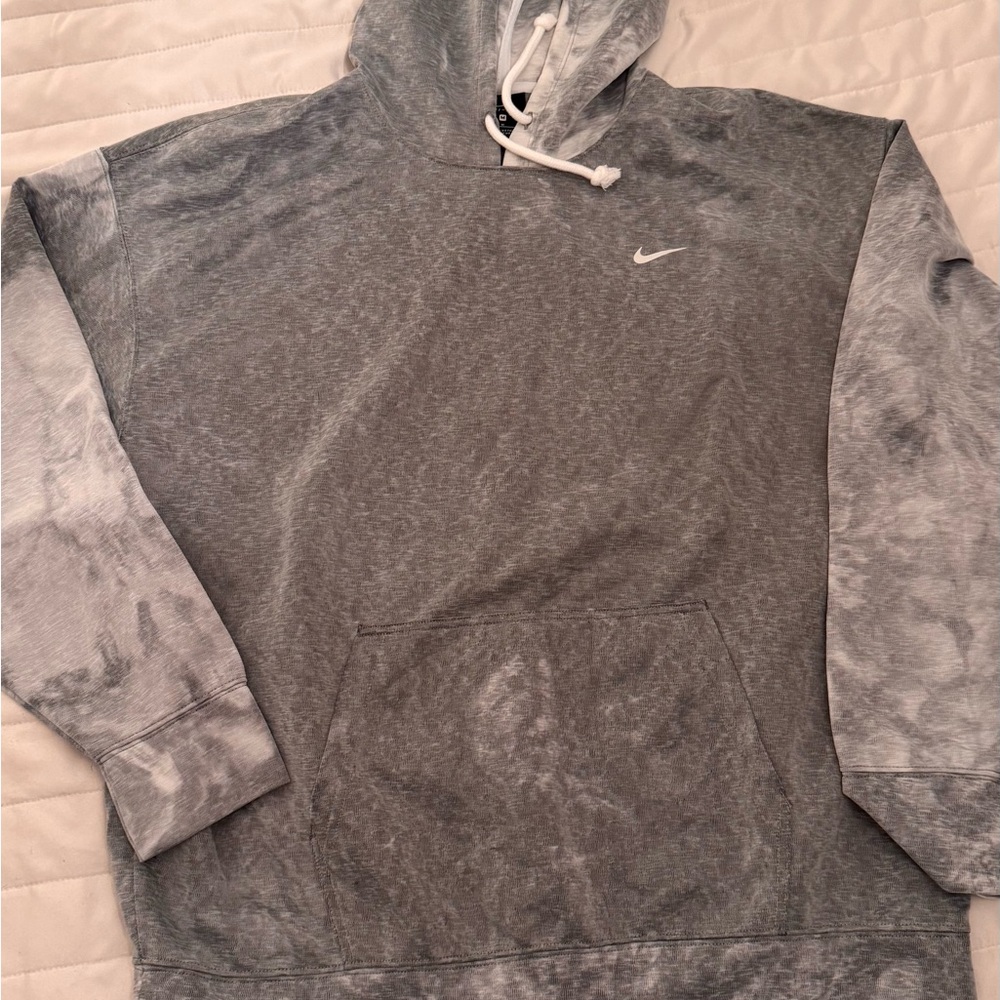 Nike Men's Gray and White Hoodie